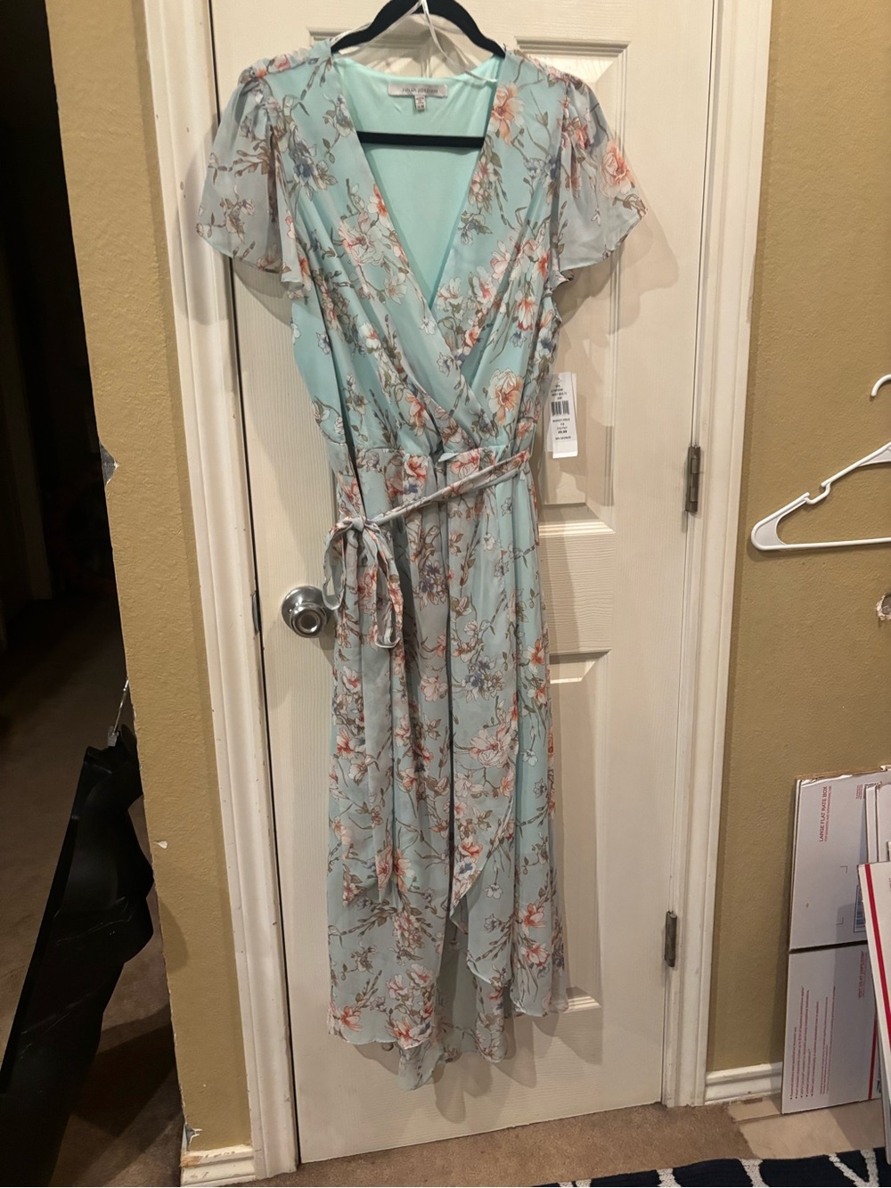 julia jordan Light Aqua Floral Wrap Maxi Dress